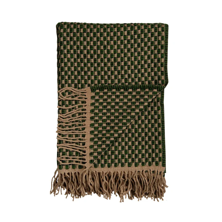 Isak Wolldecke, 150 x 210 cm, grün / beige von Røros Tweed