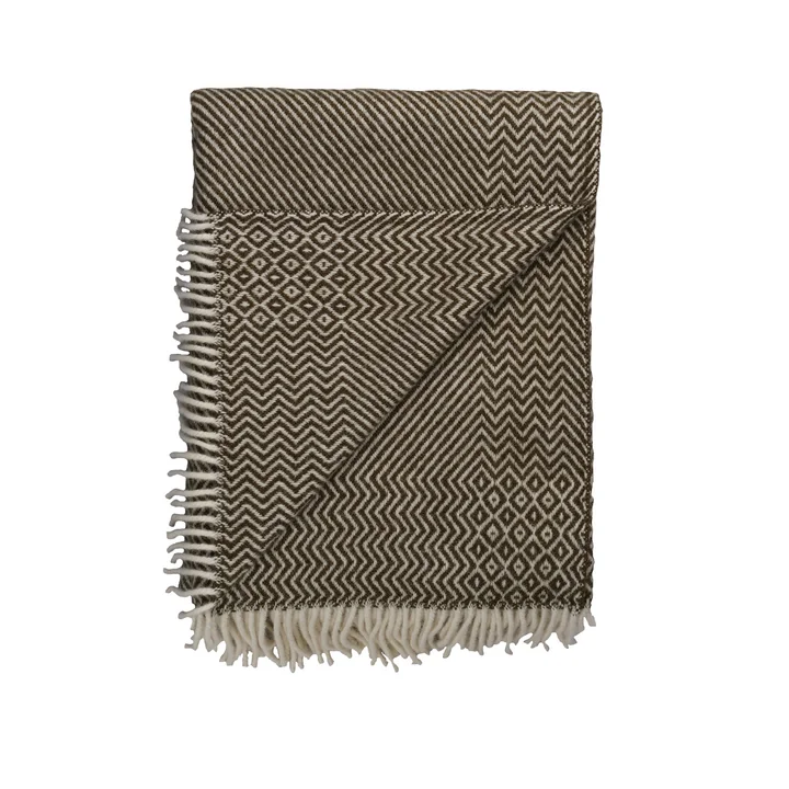 Kattefot Wolldecke, 140 x 220 cm, grün von Røros Tweed