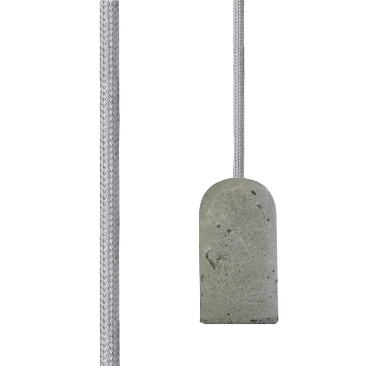 Base Concrete Fassung von NUD Collection mit Textilkabel in Neutral Grey (TT-065)