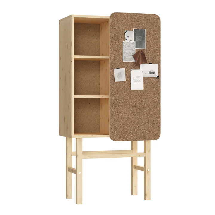 Slide Schrank, mit Pinnwand, Kiefer klar lackiert von Karup Design