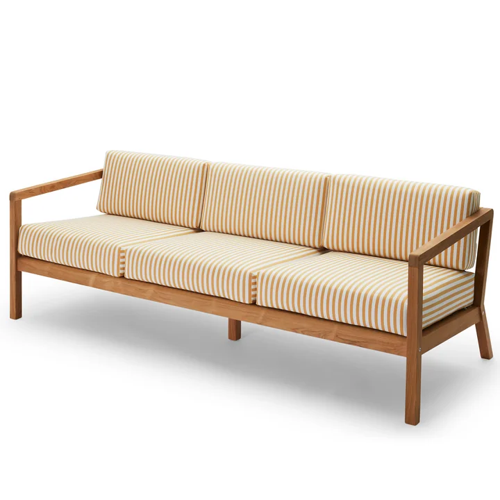 Skagerak Virkelyst Sofa 3-Sitzer, Teak / goldgelb gestreift (Limited Edition)