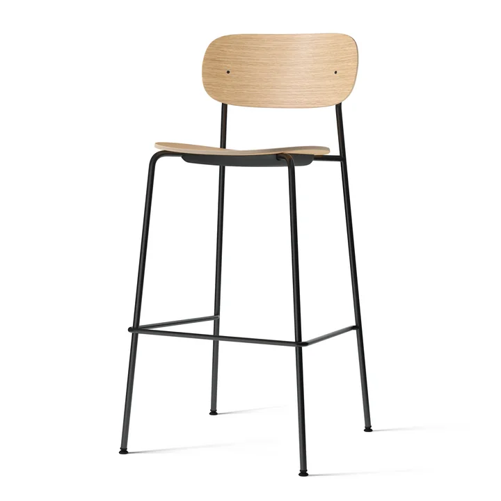 Co Bar Chair von Audo in der Ausführung Eiche natur mit schwarzem Stahlgestell