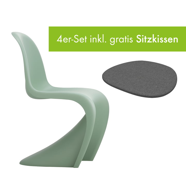 Panton Chair von Vitra in der Ausführung weiß inkl. Sitzkissen in der Ausführung classic grey