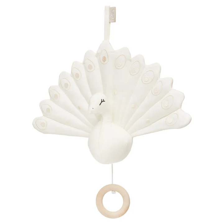 Pfau Spieluhr von Cam Cam Copenhagen in der Ausführung creme white
