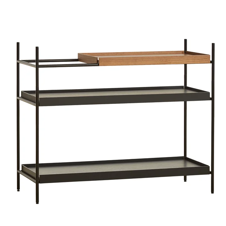 Tray Shelf niedrig, Walnuss / schwarz (Konfiguration 3) von Woud