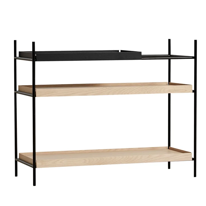 Tray Shelf niedrig, Eiche / schwarz (Konfiguration 3) von Woud