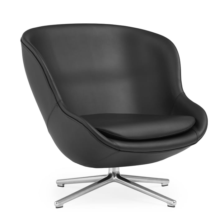 Hyg Lounge-Sessel mit Drehgestell von Normann Copenhagen in der Ausführung Aluminium / schwarz