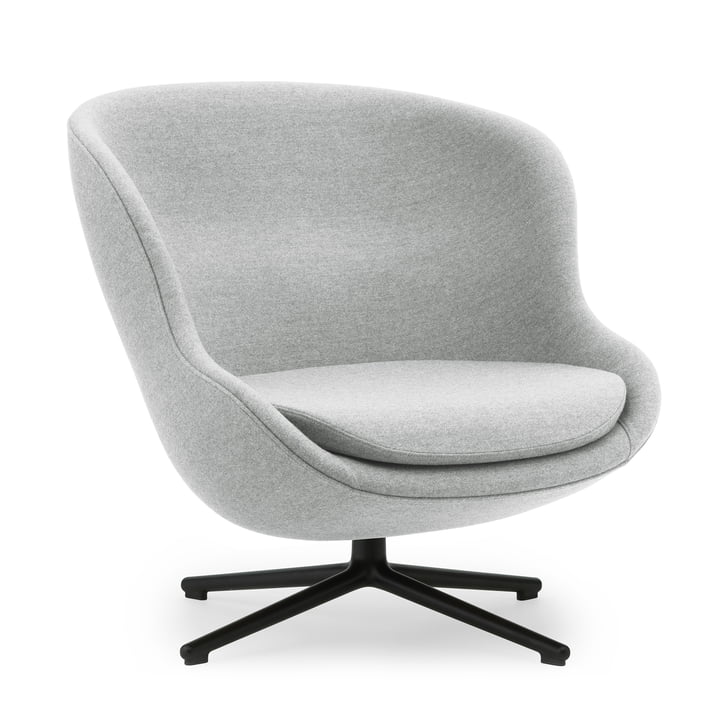 Hyg Lounge-Sessel mit Drehgestell von Normann Copenhagen in der Ausführung Alu schwarz / grau