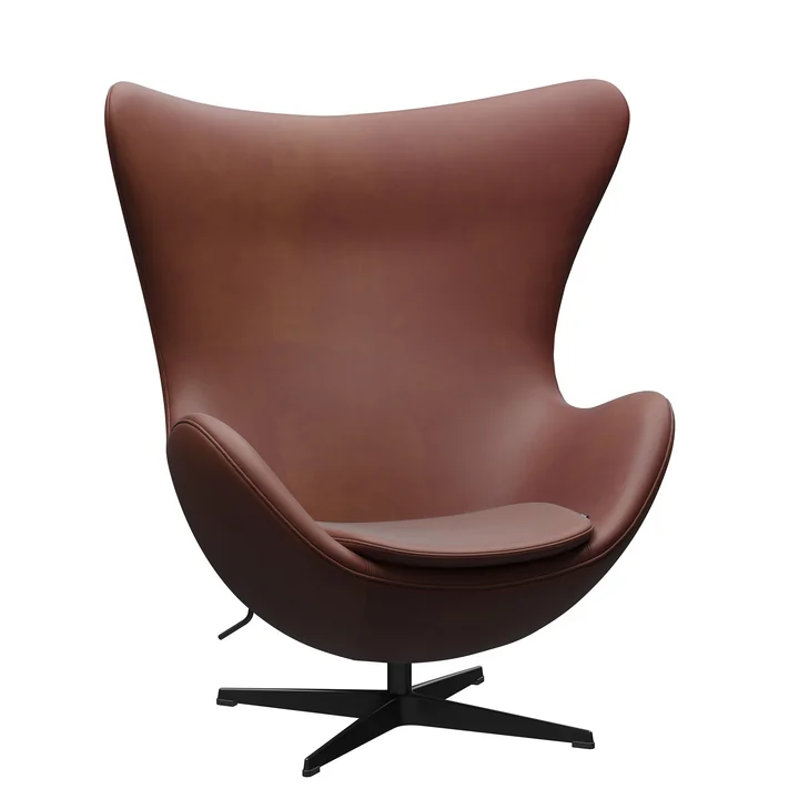 Egg Chair, Leder kastanienbraun von Fritz Hansen