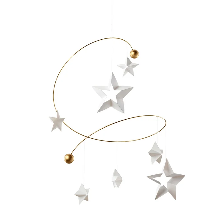 Starry Night Mobile 7, weiß / gold von Flensted Mobiles