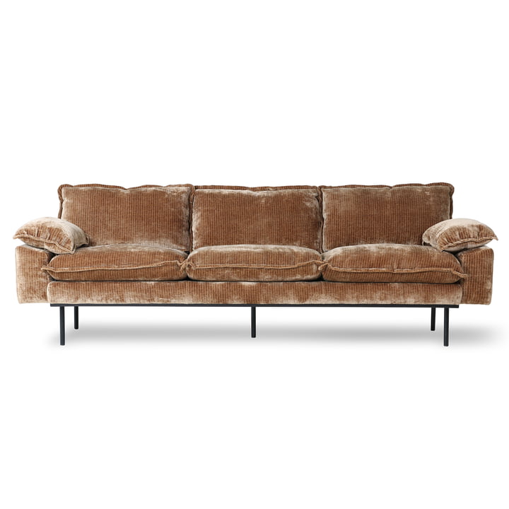 Retro Sofa, 4-Sitzer, velvet corduroy aged gold von HKliving