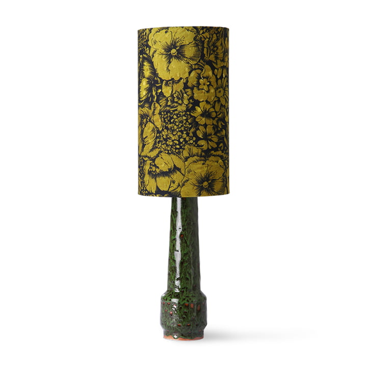Retro Tischleuchtenfuß, H 45 cm, lava green + DORIS Vintage Lampenschirm, Ø 22 cm, floral von HKliving