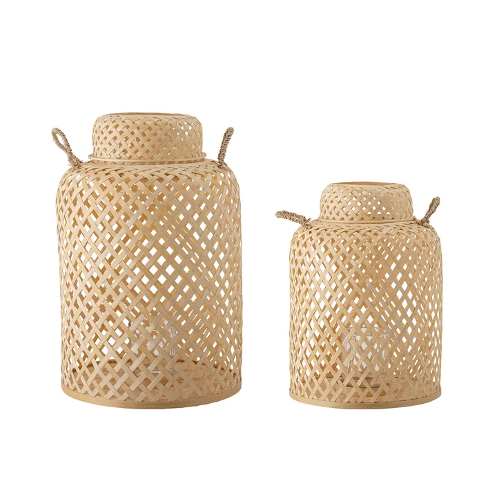 Madlin Laterne mit Glas von Bloomingville in natur (2er-Set)