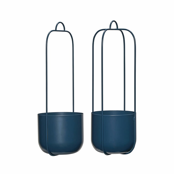 Hübsch Interior - Lotus hängender Pflanztopf, Ø 16 cm, petrol (2er-Set)