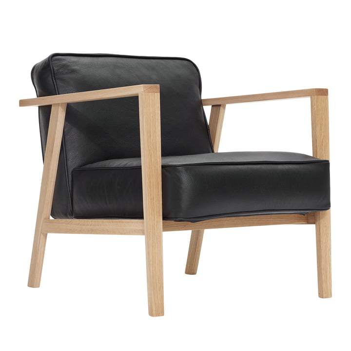 LC1 Lounge Sessel von Andersen Furniture in der Ausführung Eiche weiß pigmentiert / Leder Sevilla schwarz 4001