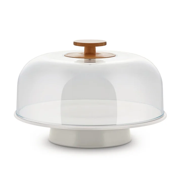 Mattina Tortenplatte auf Fuß mit Glocke von Alessi in der Farbe grau