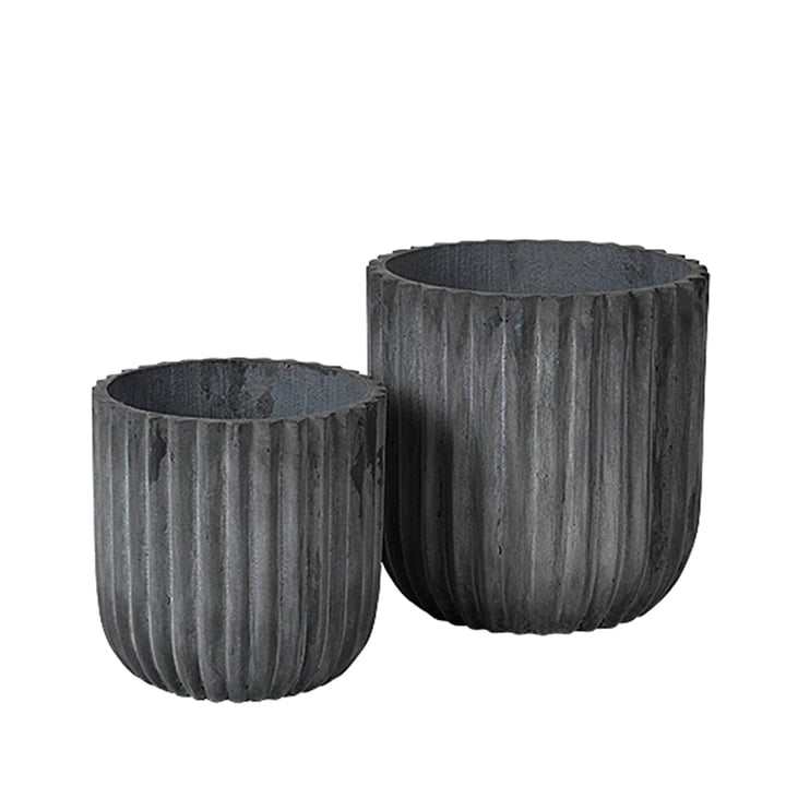 Fiber Pflanztopf, Ø 37 x 37 cm, charcoal (2er-Set) von Broste Copenhagen