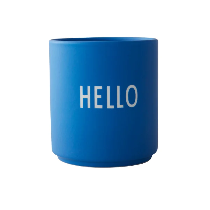 AJ Favourite Porzellan Becher, Hello / kobaltblau von Design Letters