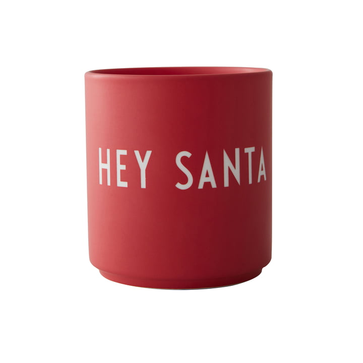 AJ Favourite Porzellan Becher, Hey Santa / rot von Design Letters