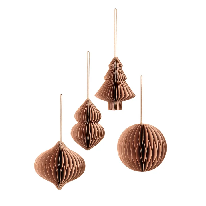 Christmas Mix Deko-Anhänger, Ø 9 x H 10 cm, indian tan (4er-Set) von Broste Copenhagen