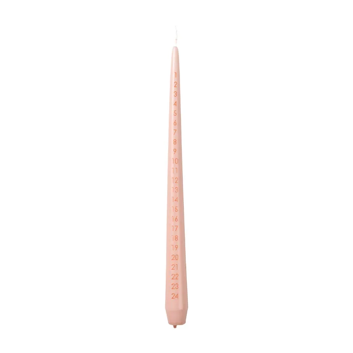 Taper Adventskerze, abricot cream / red von Broste Copenhagen