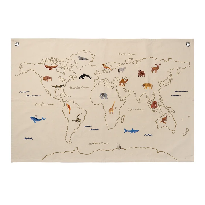 The World Stofflandkarte, off-white von Ferm Living