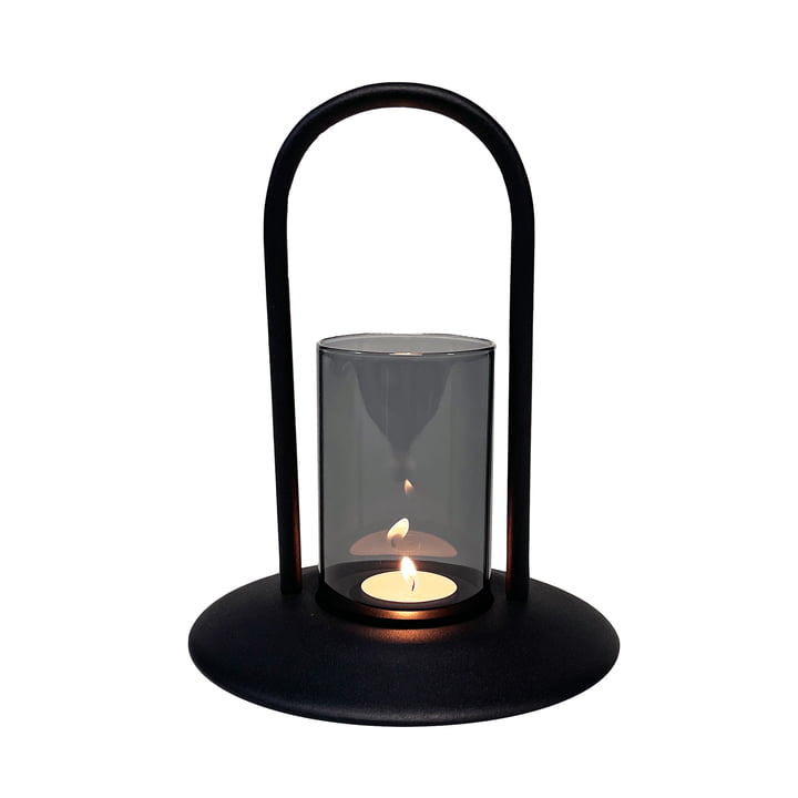 Blaze Windlicht small von Vitra in der Ausführung schwarz / smoke grey