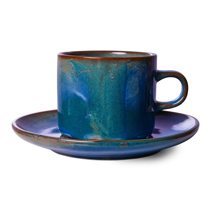 Chef Ceramics Tasse mit Untertasse, 220 ml, rustic blue von HKliving