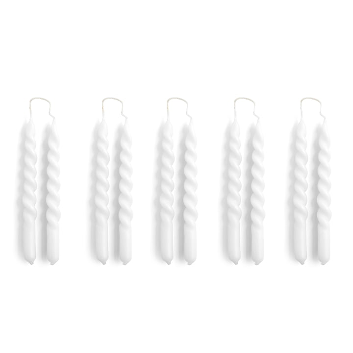 Spiral Stabkerzen mini, H 14 cm, weiß (10er-Set) von Hay