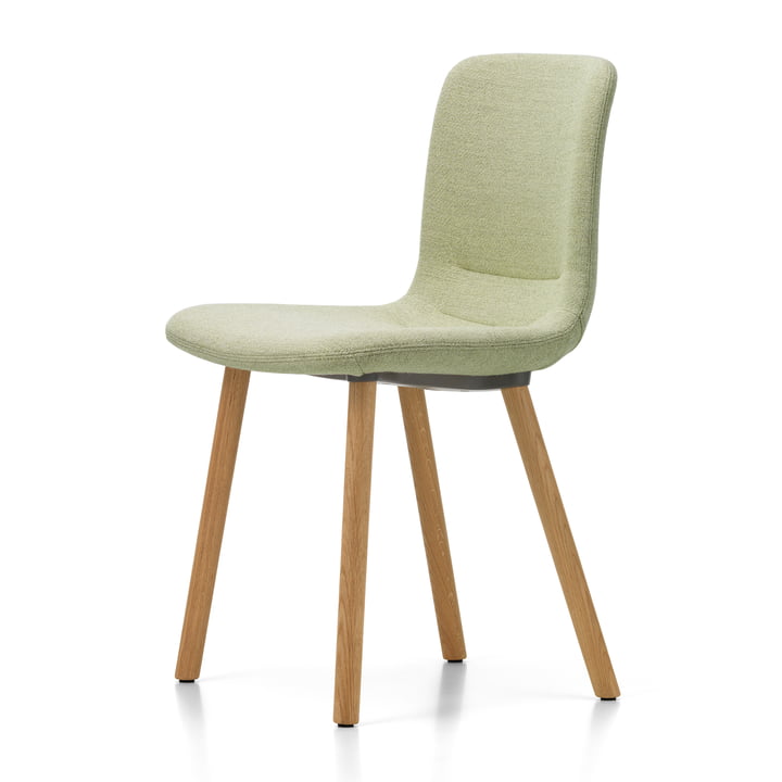 HAL Soft Wood Stuhl von Vitra in der Ausführung Eiche Natur, Dumet zartblau/chartreuse