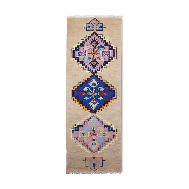 Handgewebter Teppichläufer aus Wolle, 90 cm x 265 cm, oriental von HKliving