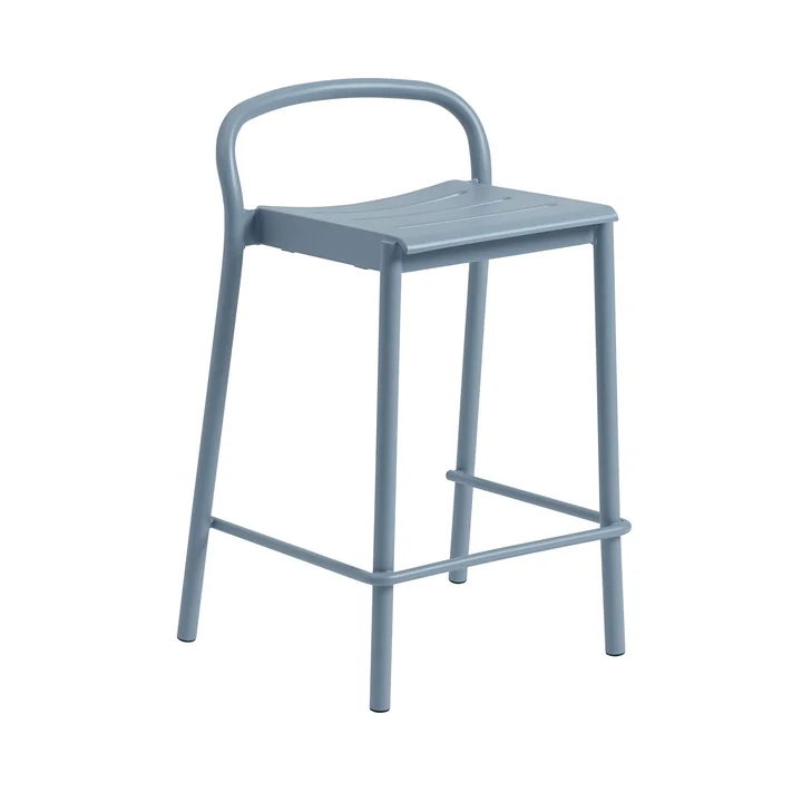 Linear Steel Barhocker Outdoor, SH 65 cm, hellblau von Muuto
