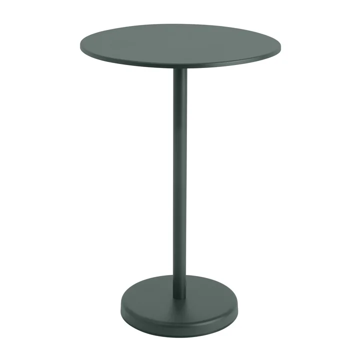 Linear Steel Bistrotisch Outdoor, Ø 70 x H 105 cm, dunkelgrün von Muuto