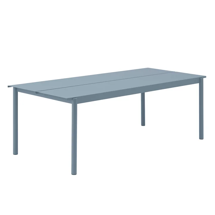 Linear Steel Outdoor Gartentisch, 220 x 90 cm, hellblau