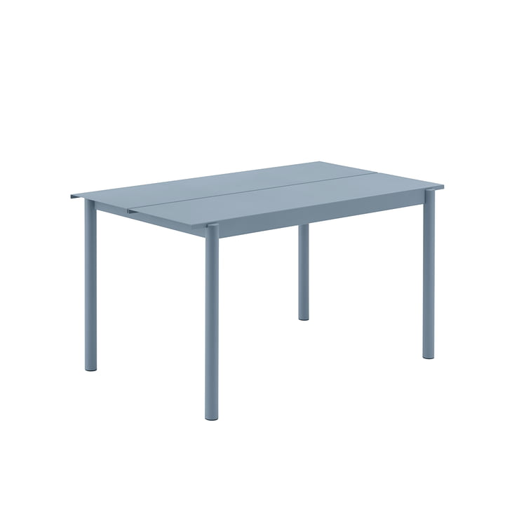 Linearer Stahltisch Outdoor, 75 x 140 cm, hellblau von Muuto