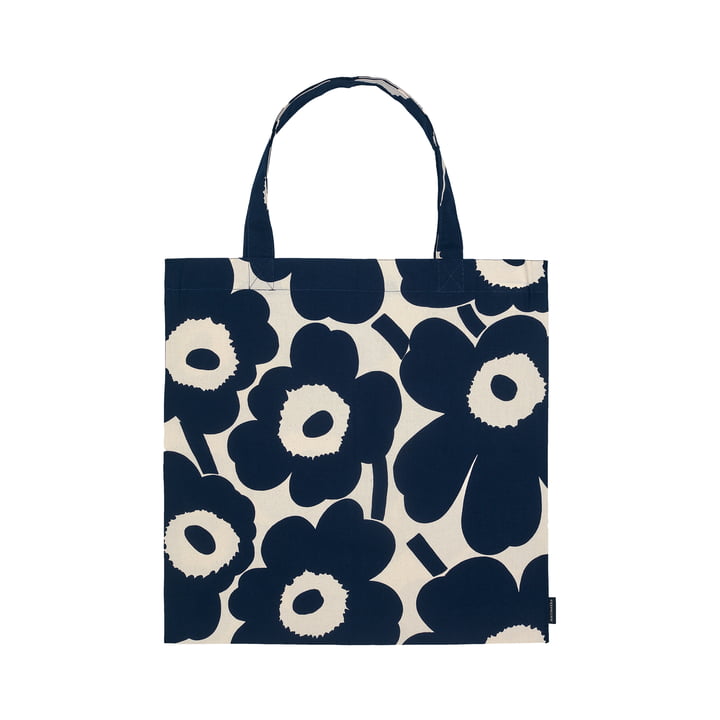 Pieni Unikko Einkaufstasche, baumwollweiß / dunkelblau von Marimekko