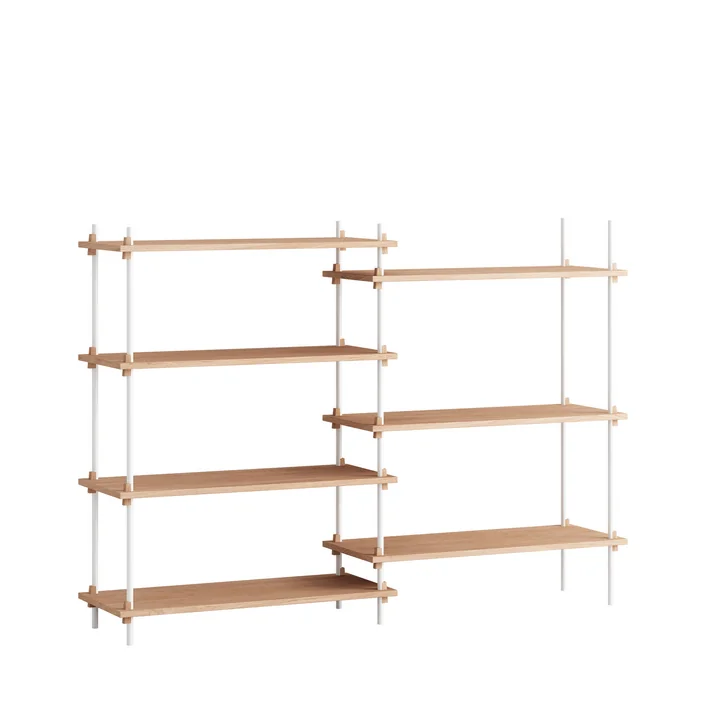 Shelving System Medium Double von Moebe in der Ausführung Eiche geölt / weiß