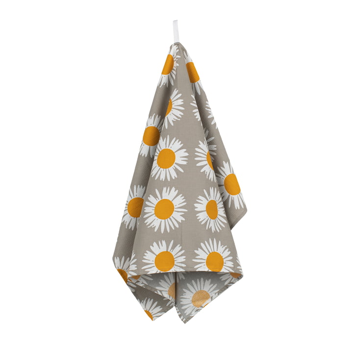Marimekko - Auringonkukka Geschirrtuch, beige / weiß / gelb 