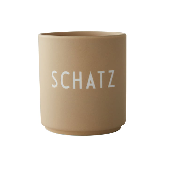 AJ Favourite Porzellan Becher von Design Letters in der Ausführung Schatz / beige