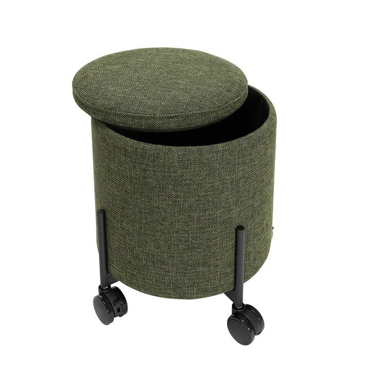 Contain Pouf mit Rollen small Ø 42 x 46 cm, grün von Hübsch Interior