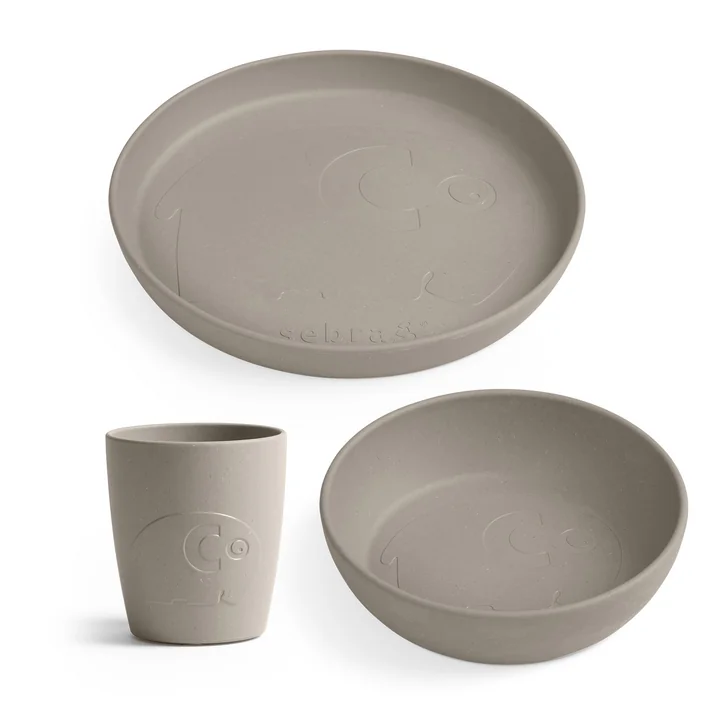 MUMS Kindergeschirr-Set von Sebra in der Farbe jetty beige (3-tlg.)