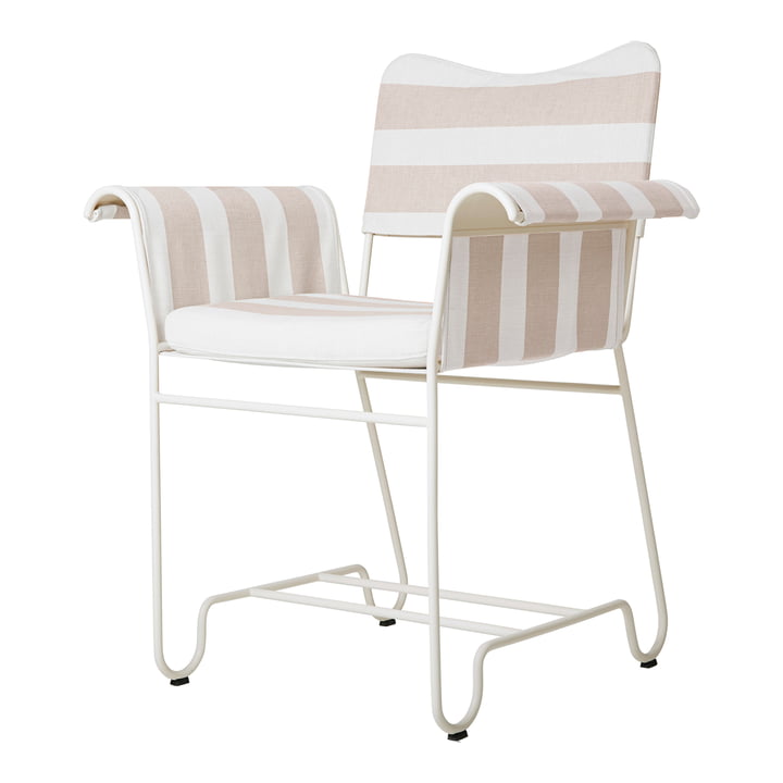 Tropique Outdoor Dining Chair, classic white semi matt / Leslie Stripe Limonta von Gubi