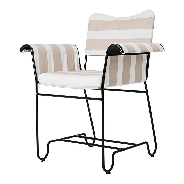 Tropique Outdoor Dining Chair, classic black / Leslie Stripe Limonta von Gubi