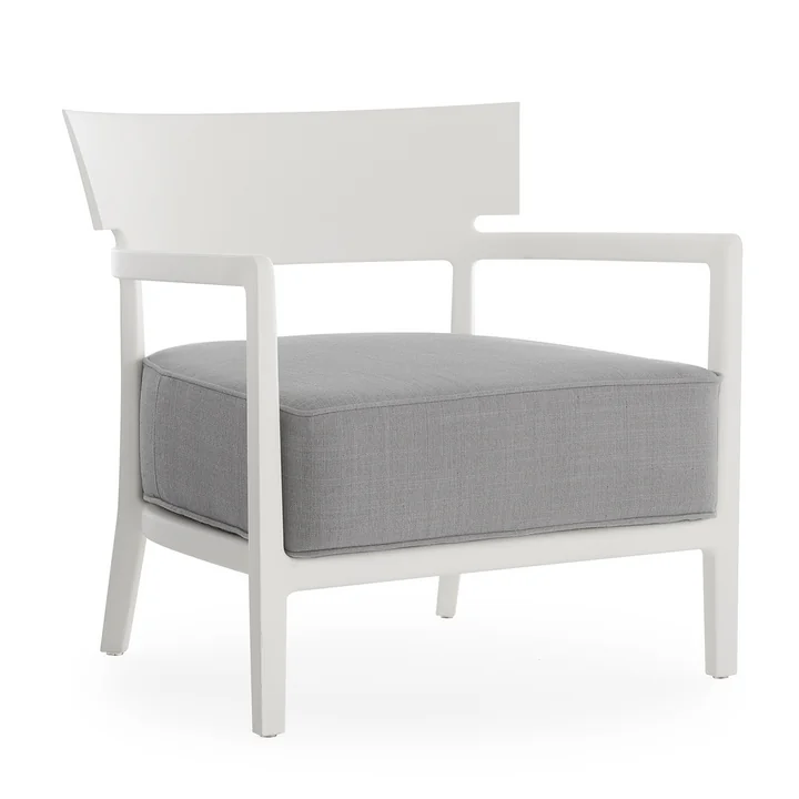 Cara Outdoor Sessel, Gestell weiß matt, Bezug grau von Kartell
