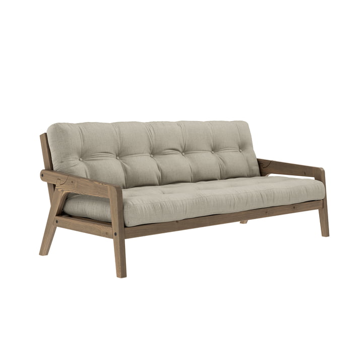 Grab Sofa von Karup Design in der Ausführung Kiefer carobbraun / leinen (914)