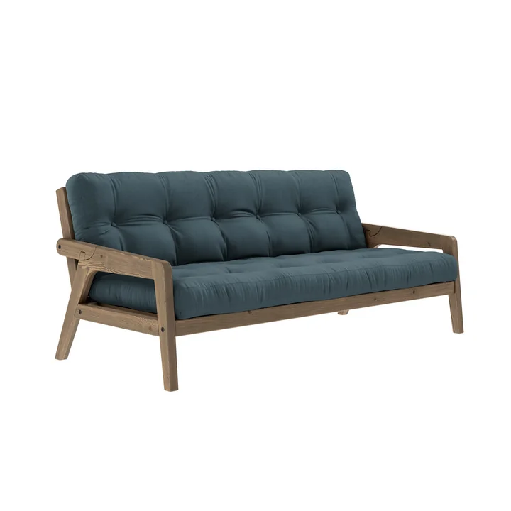 Grab Sofa von Karup in der Ausführung Kiefer carobbraun / petrolblau (757)