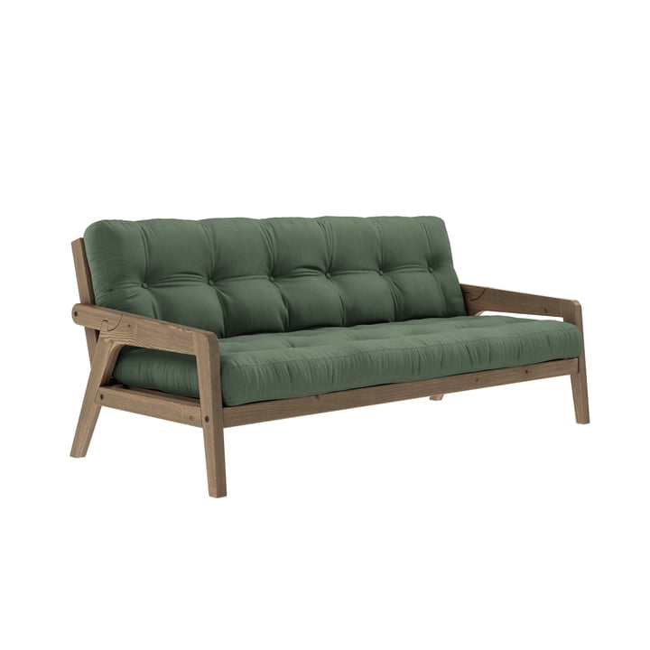 Grab Sofa von Karup Design in der Ausführung Kiefer carobbraun / olivgrün (756)