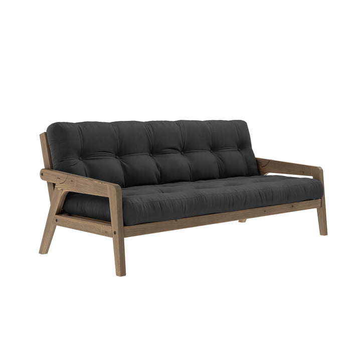 Grab Sofa von Karup Design in der Ausführung Kiefer carobbraun / dunkelgrau (734)