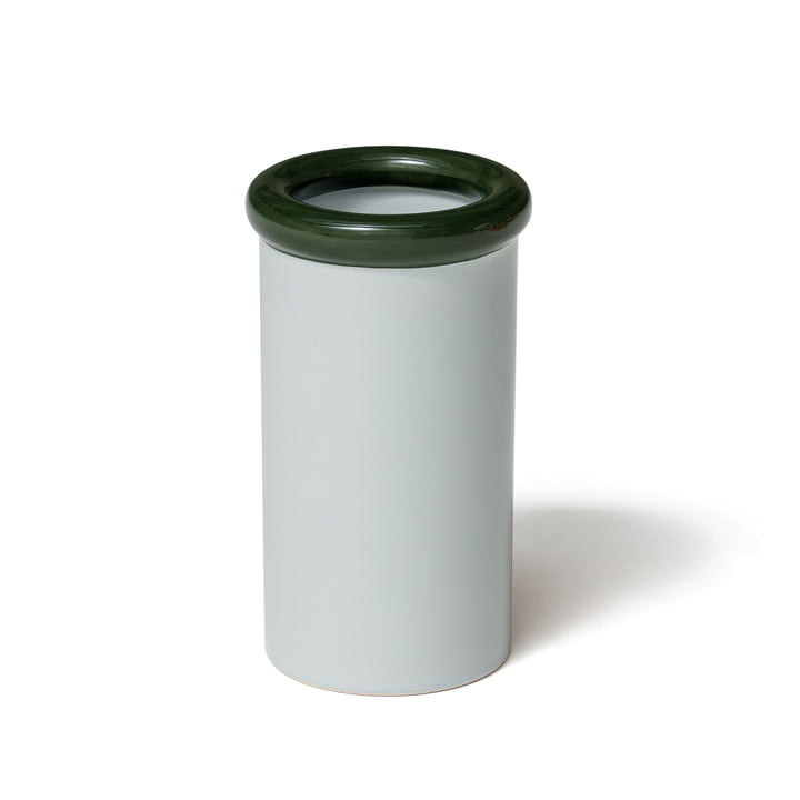 NINE - ROD Vase, Ø x H 12,3 x 21,5 cm, dunkelgrün / hellblau