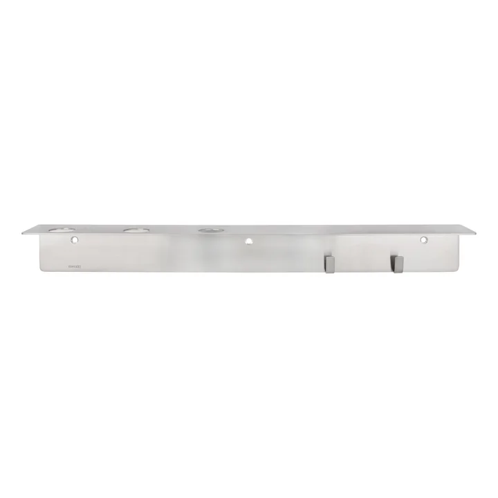 Regal mit Flaschenhalterung und Hakenleiste, gebürstetes Silber-Finish von Meraki